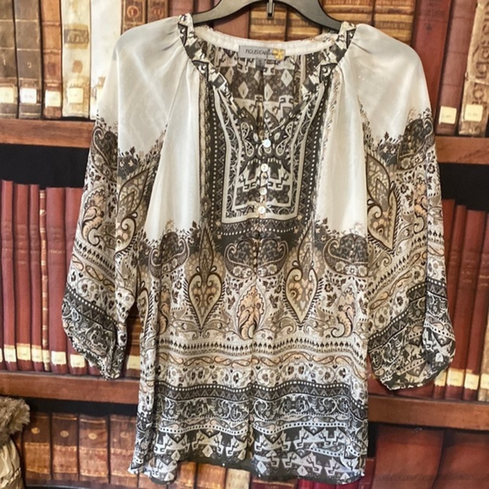 Figueroa (Fig)‎ & Flower boho sheer blouse